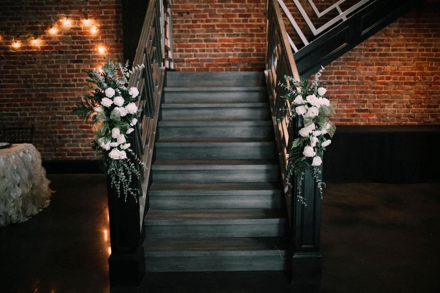 Stairs decorated for Wedding